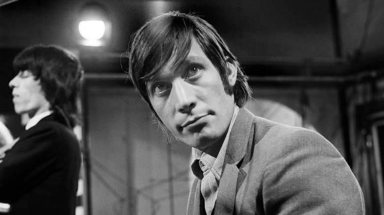 Charlie Watts looking up