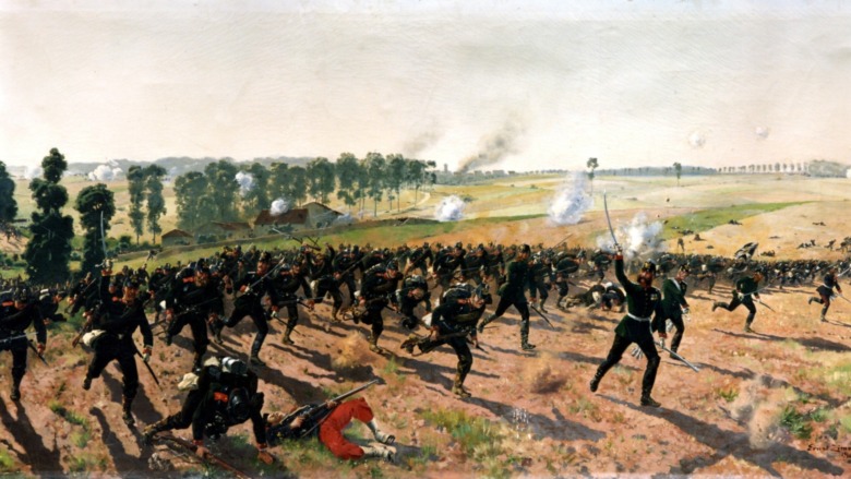Cropped version of The "Rifle Battalion 9 from Lauenburg" at Gravelotte by Ernst Zimmer, 1910
