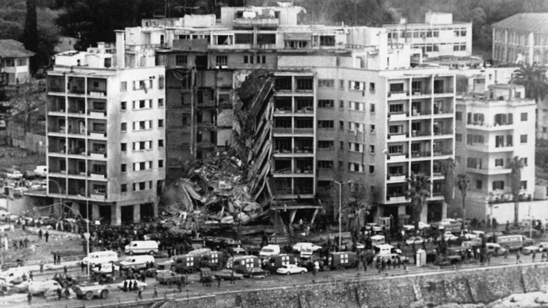 Aerial view Bierut embassy after bombing