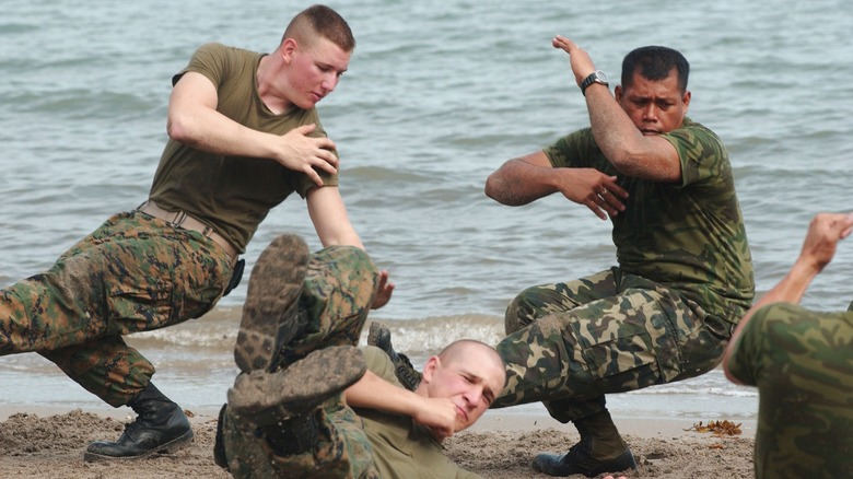 U.S. troops training on beach