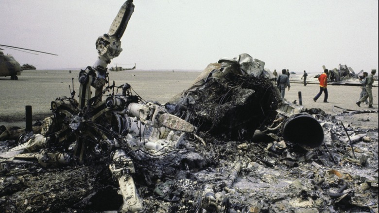 Destroyed helicopter in Iran