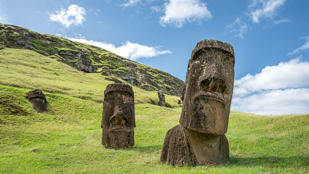 Moai sunken into the earth