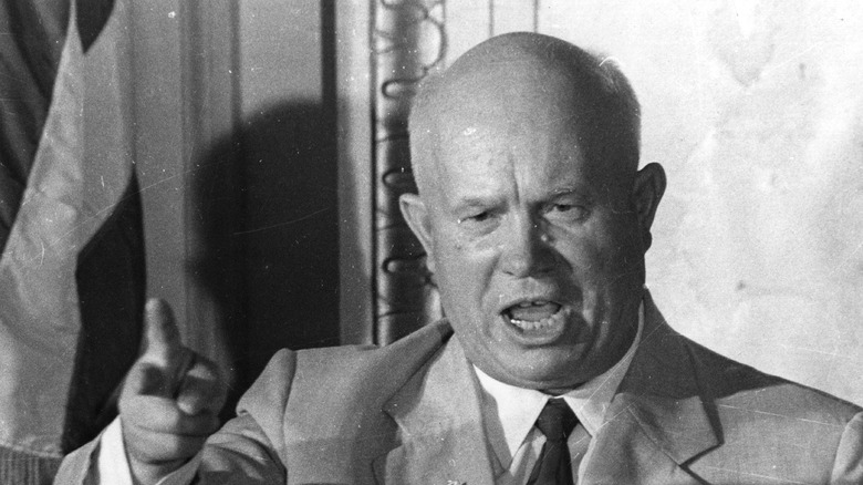 Nikita Khrushchev bellows in 1959