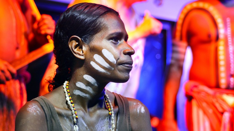 Aboriginal Australian woman in traditional garb