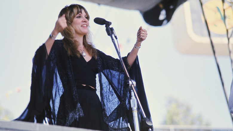 Stevie Nicks performing microphone