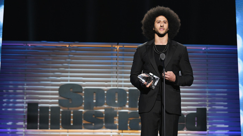 Colin Kaepernick receiving the Muhammad Ali Legacy Award 