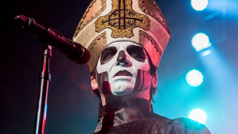 Papa Emeritus face paint on stage