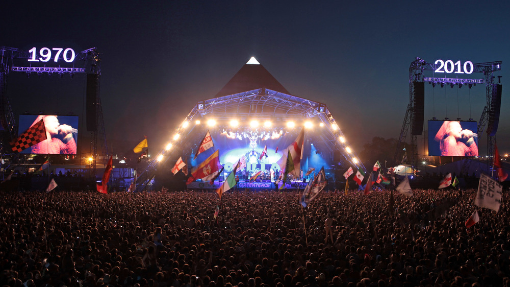 Gorillaz perform o the main stage at Glastonbury, 2010