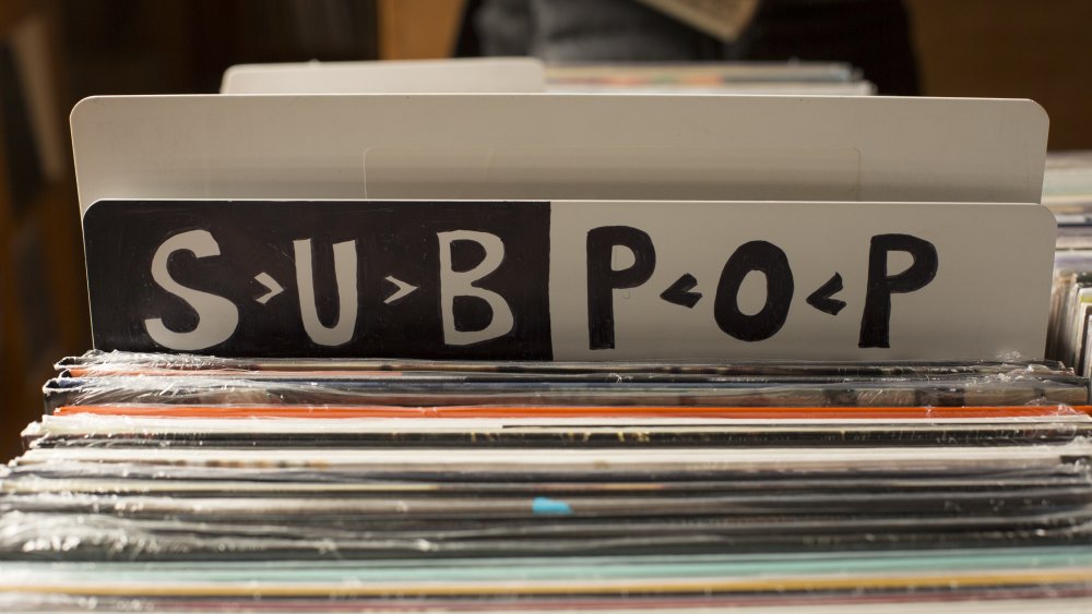 Sub Pop sign in a record store