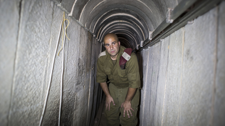 Israeli soldier in a tunnel under Gaza