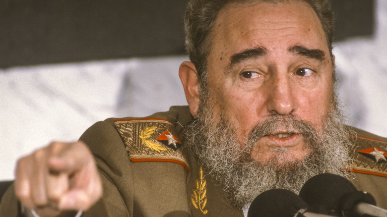 Fidel Castro during a news conference in the '80s