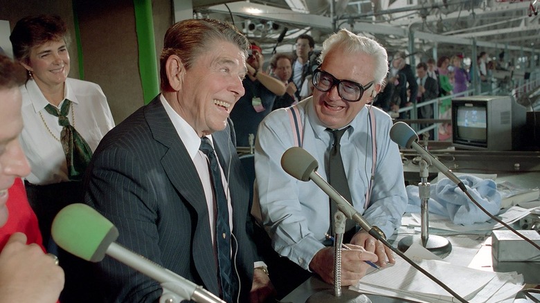 Harry Caray interviewing President Ronald Reagan