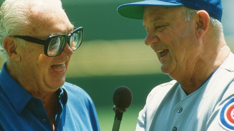 Harry Caray conducting an interview