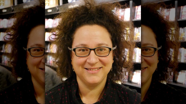 Author Sophie Hannah smiling 