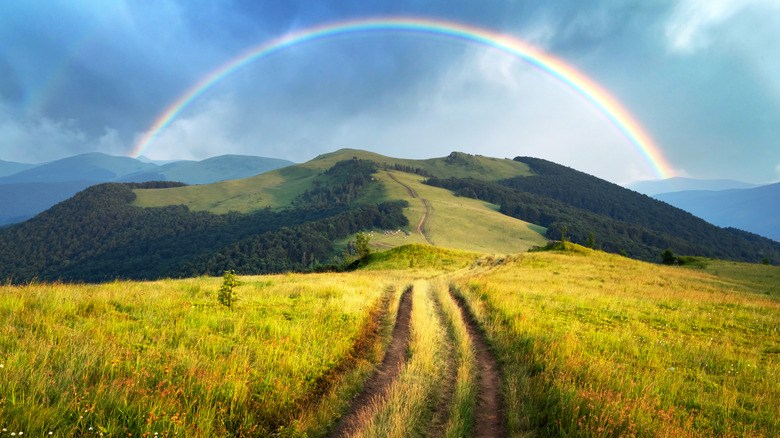 rainbow over mountains