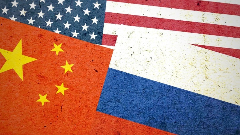 US China Russia flags compilation