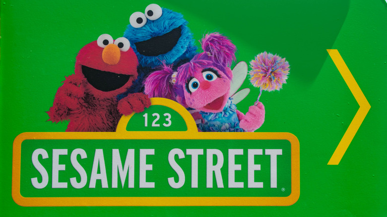 Sesame Street sign with characters