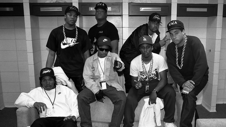 Members of NWA in lockerroom 