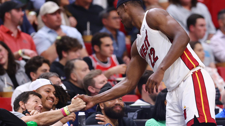 Jimmy Butler Mark Wahlberg shaking hands