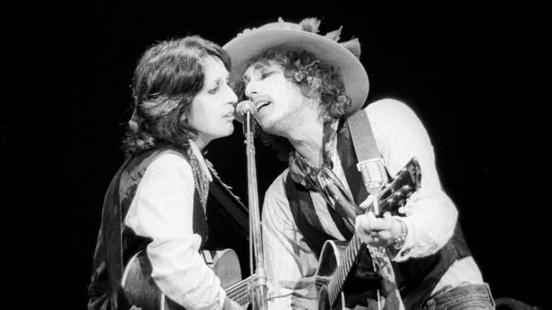 Joan Baez performing with Bob Dylan during the Rolling Thunder tour