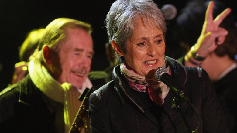 Joan Baez and Vaclav Havel on stage