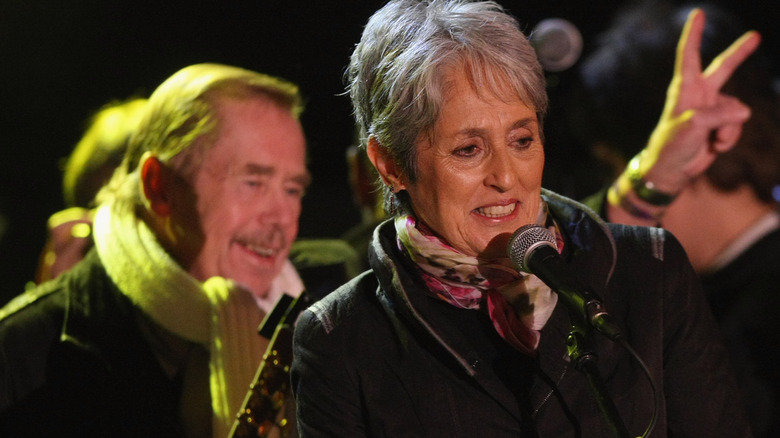 Joan Baez and Vaclav Havel on stage