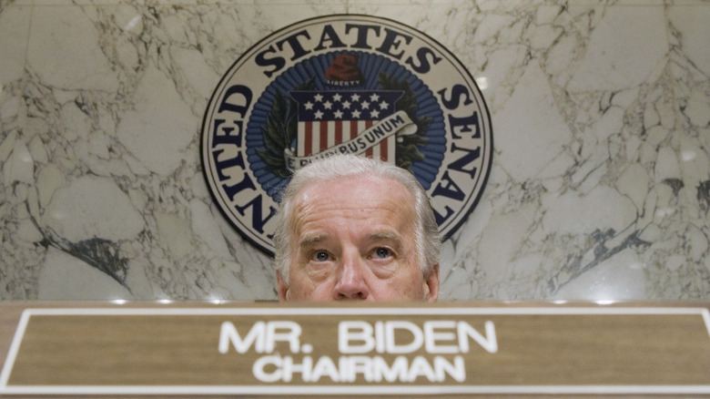 Joe Biden looking out speakers stage