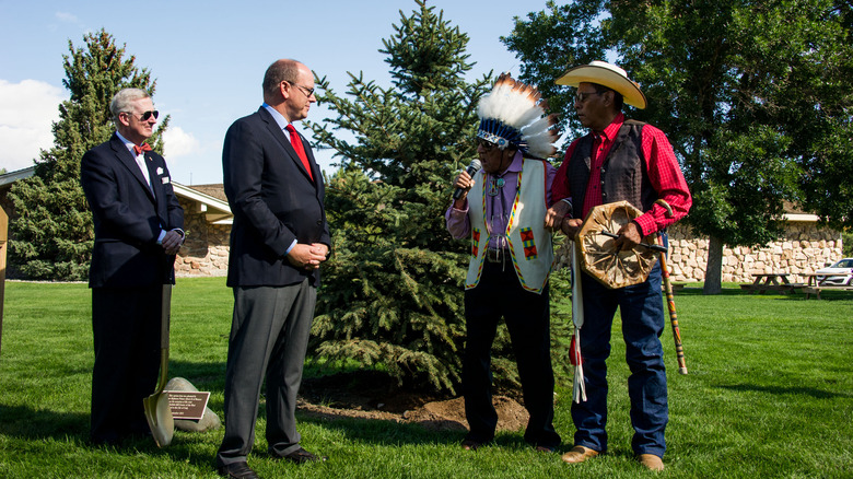 Joe Medicine Crow with his grandson Cody Wyoming