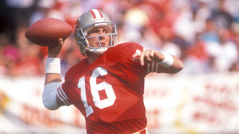 Joe Montana passing the ball