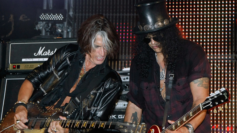 Joe Perry and Slash onstage