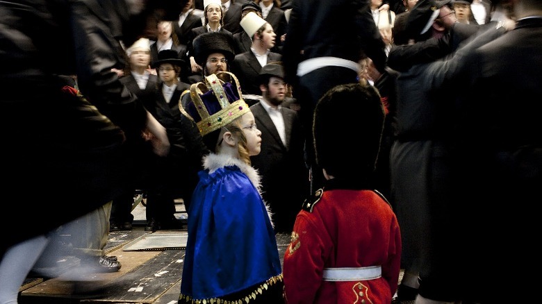 Orthodox Jews celebrating Purim