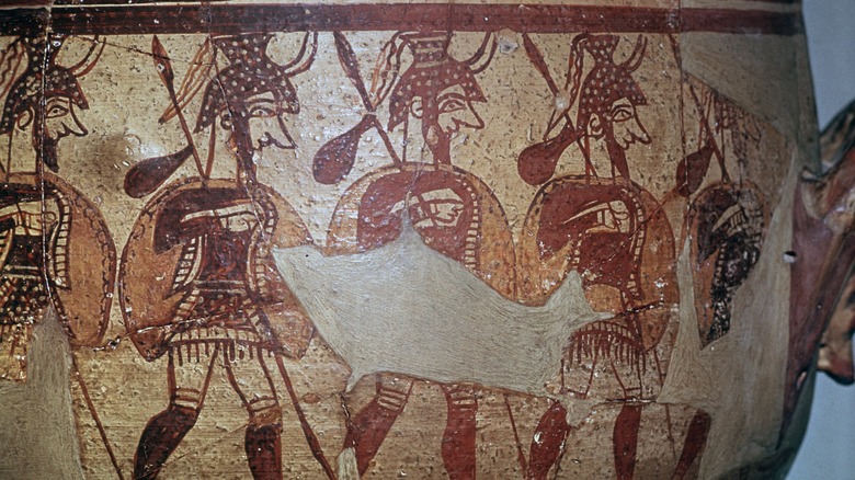 Mycenaean warriors on vase