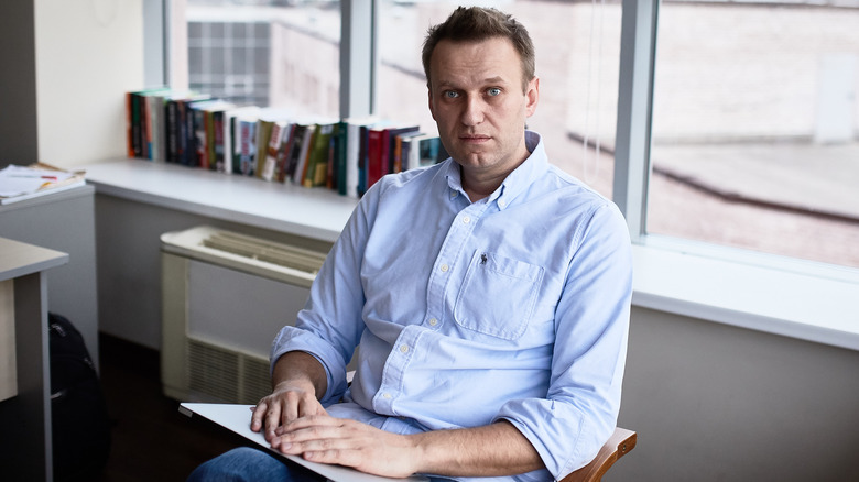 Alexei Navalny sits in office