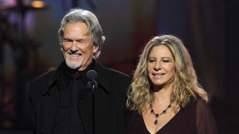 Kris Kristofferson with Barbra Streisand on stage