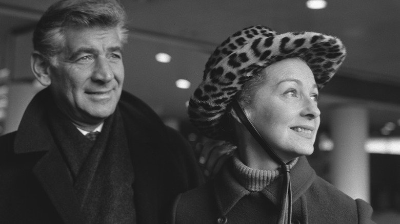 Leonard Bernstein and his wife, Felica smiling