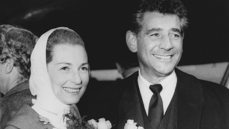 Leonard Bernstein suit smiling with wife Felicia