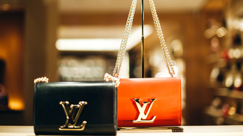 Louis Vuitton Purses on display