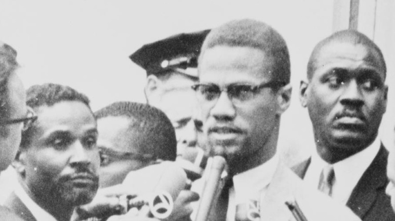 malcolm x with a crowd