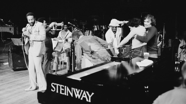 Marvin Gaye rehearsing on stage