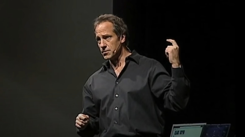 mike rowe speech mic black shirt