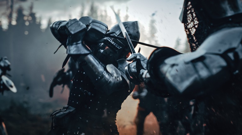 Crusader knights in battle