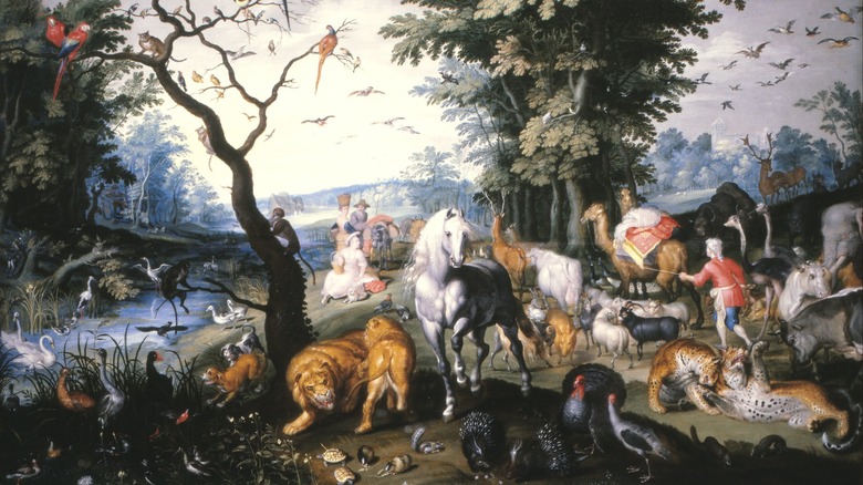 Painting of animals entering Noah's ark