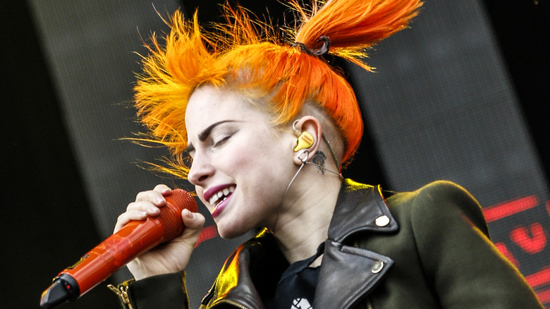 Hayley singing at mic