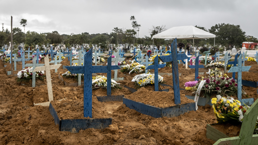 Fresh cross-marked graves