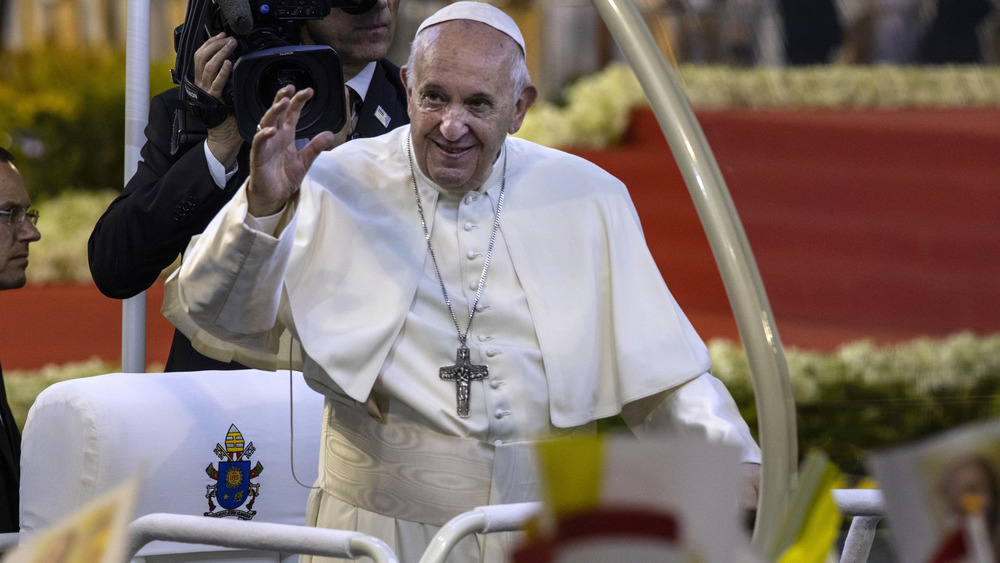 Pope Francis waves