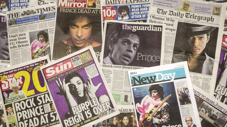 Newspaper front pages after Prince's death