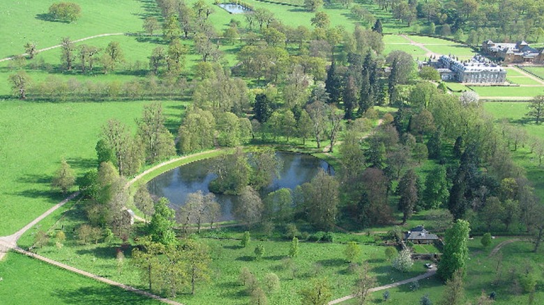 Cropped photo by Simon Ledingham of the aerial view of the island in The Oval where Princess Diana is buried, https://creativecommons.org/licenses/by-sa/2.0/