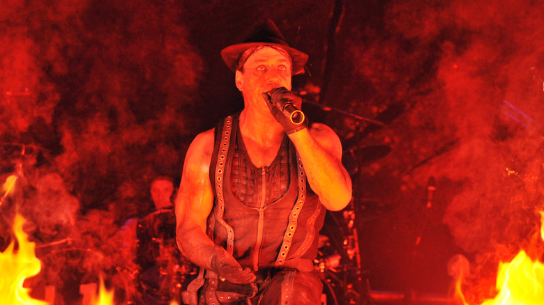 Till Lindemann surrounded by fire