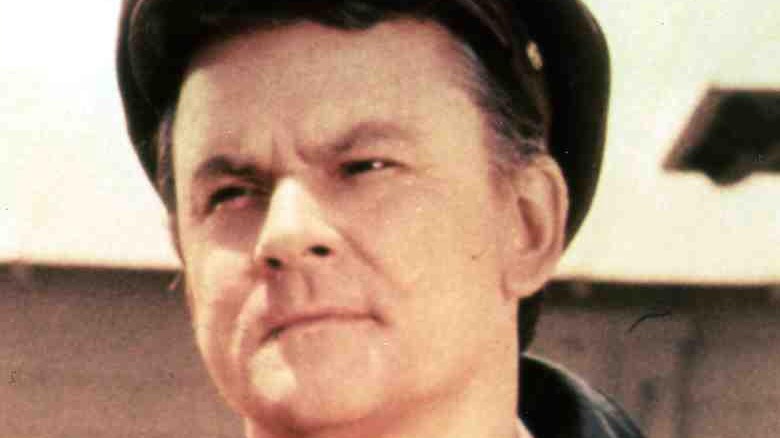 Bob Crane looks off, in-character for "Hogan's Heroes"