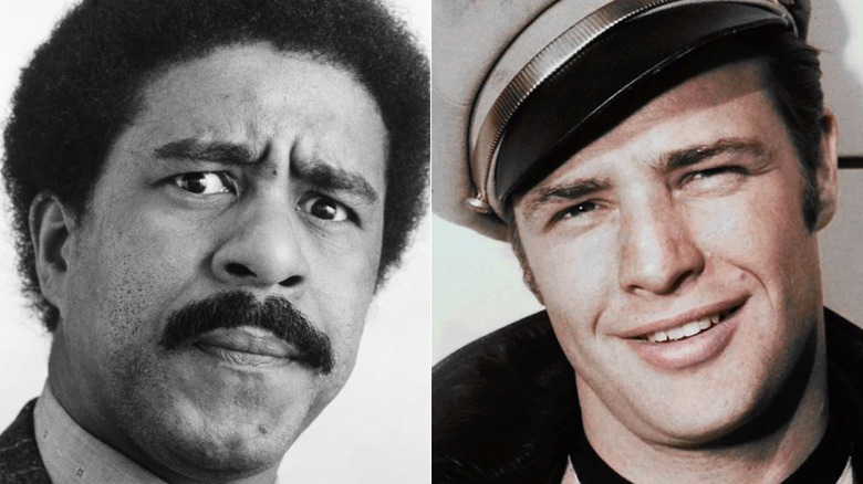 Richard Pryor in a 1970s publicity photo, Marlon Brando in a 1950s publicity photo